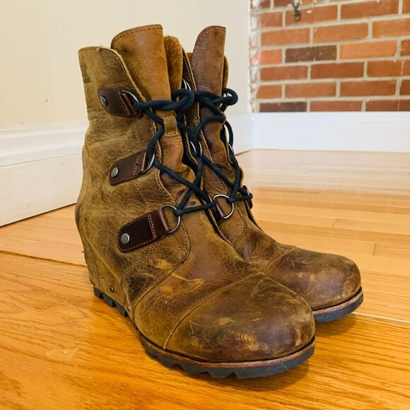 Sorel JOAN Of ARTIC WEDGE BOOTS KETTLE!! Lace Up Waterproof Women Size 11 - Picture 3 of 13